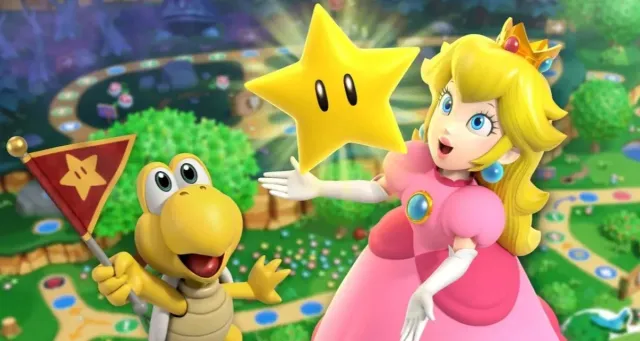 An image of Princess Peach and a koopa from Mario Part Superstars.