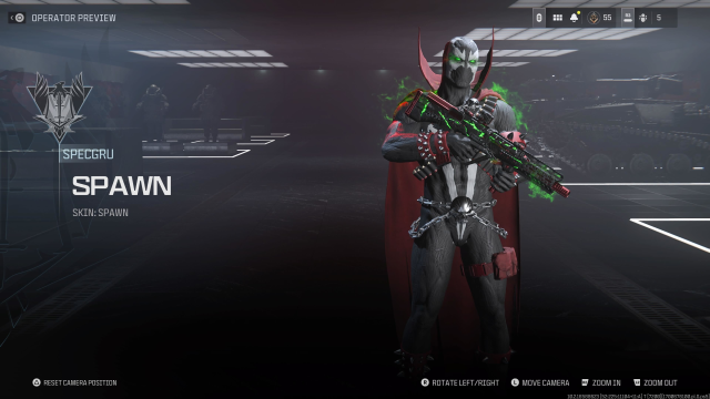 A screenshot of the Spawn operator skin in Call of Duty.