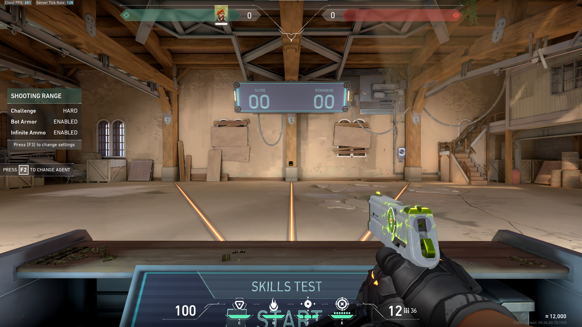 A screenshot of the smiley crosshair in VALORANT's shooting range