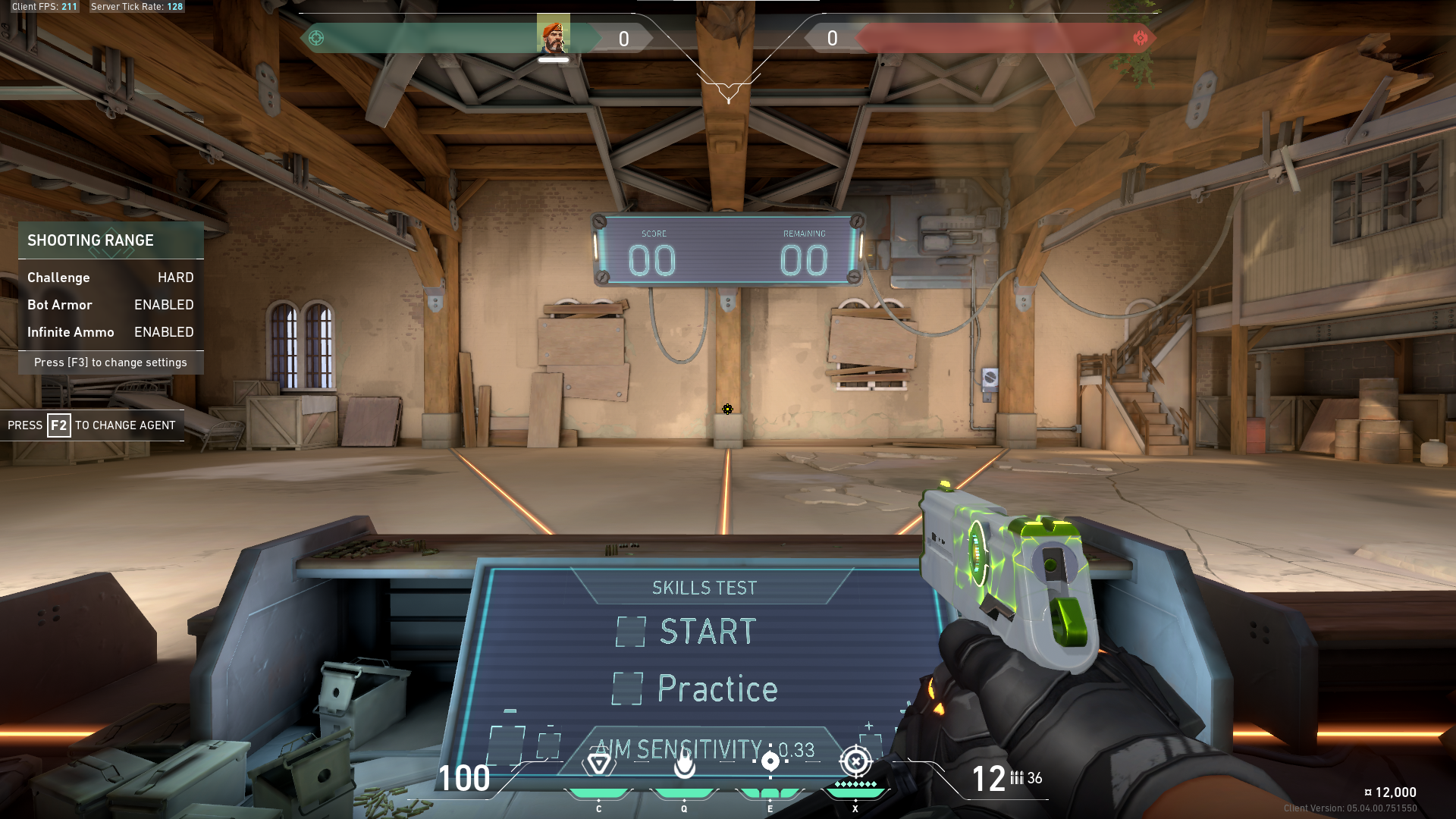 A screenshot of the flower crosshair in VALORANT's shooting range